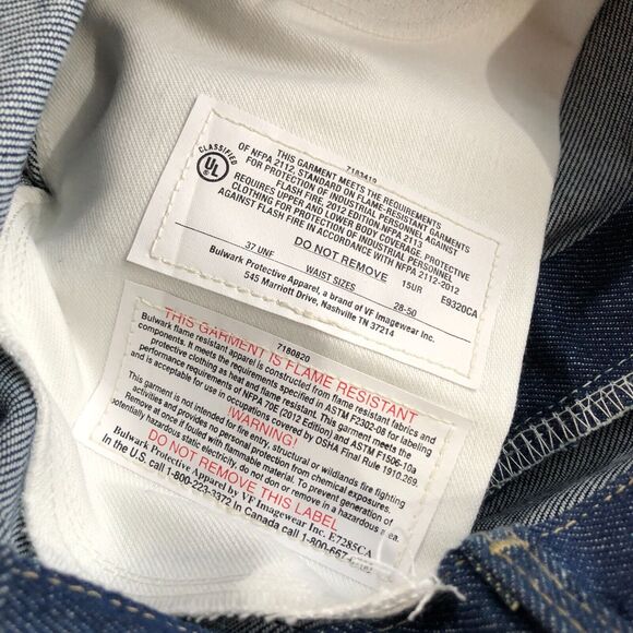 NWOT Bulwark FR Jeans Mens 32 x 34 Act 33.5 x 37.25 Blue Denim Flame Resistant - Picture 5 of 6